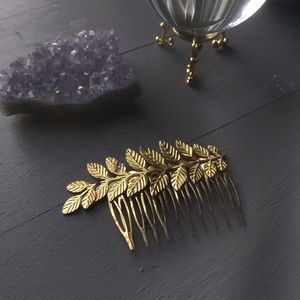 gold leaf comb hair pin